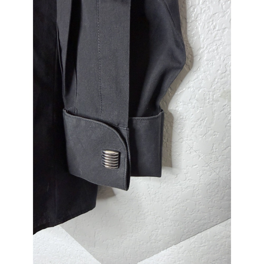 Stacy Adams Mens Dress Shirt 17 34/35 Black French Cuff Hidden Button Formal - Picture 6 of 11